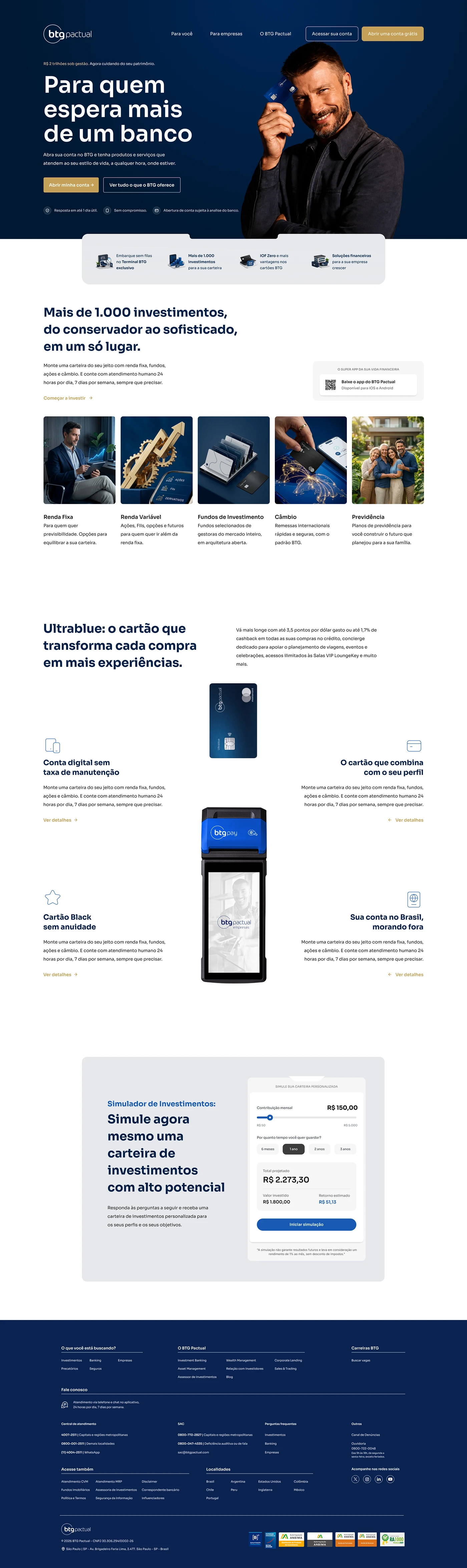 BTG Pactual — landing page completa